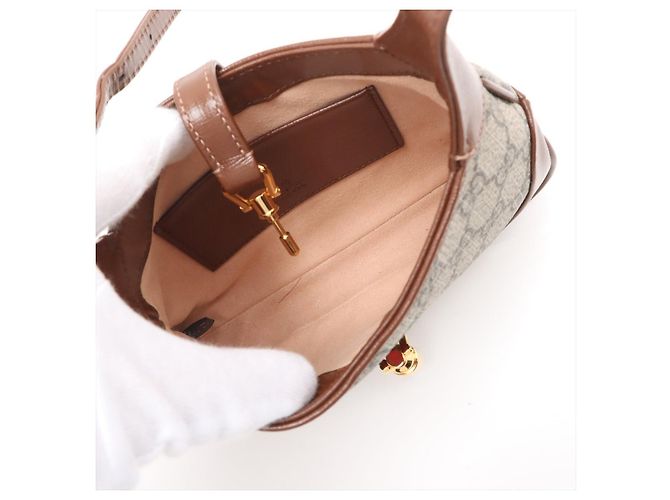 Gucci Jackie 1961 Mini Canvas 2-Ways Hobo Shoulder Bag GG Supreme Beige - vista 6