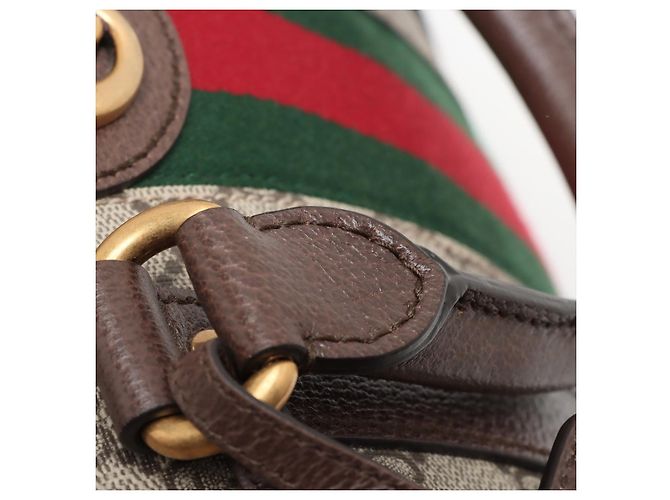 Gucci Borsa Ophidia Boston in pelle e tela GG Supreme marrone - vista 14
