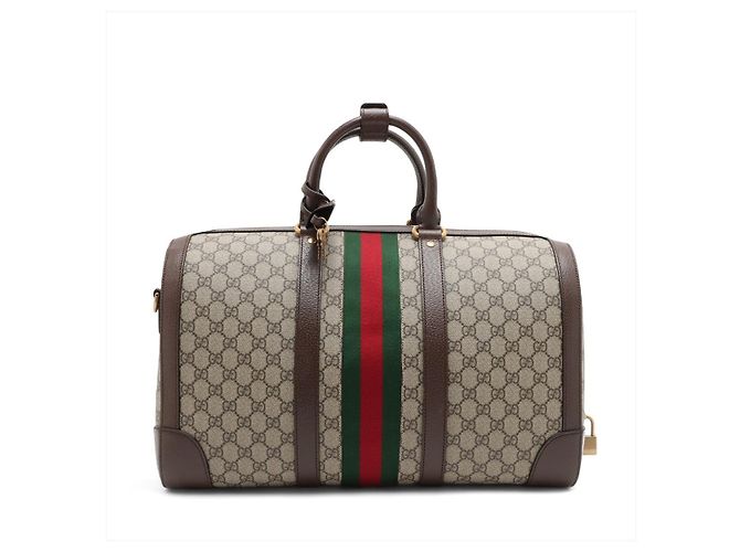 Gucci Borsa Ophidia Boston in pelle e tela GG Supreme marrone - vista 2