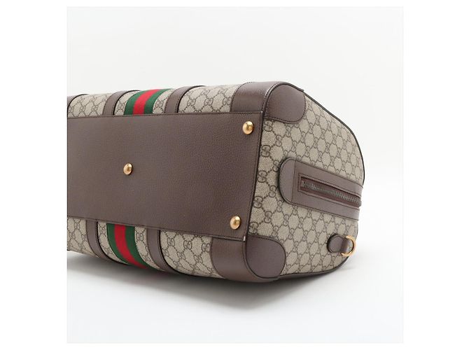 Gucci Borsa Ophidia Boston in pelle e tela GG Supreme marrone - vista 3