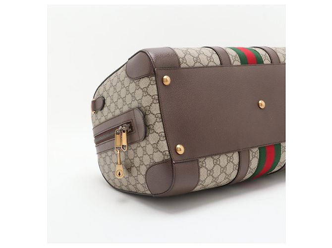 Gucci Borsa Ophidia Boston in pelle e tela GG Supreme marrone - vista 4