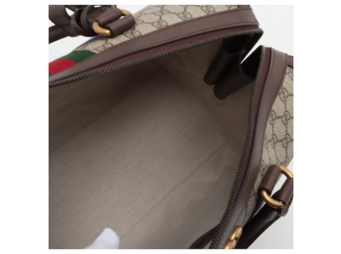 Gucci Borsa Ophidia Boston in pelle e tela GG Supreme marrone - vista 9