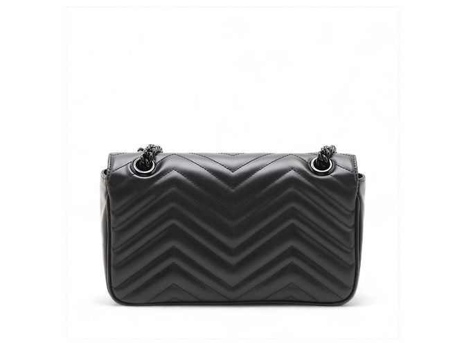 Gucci Borsa a tracolla GG Marmont in pelle chevron media Nera Nero - vista 2