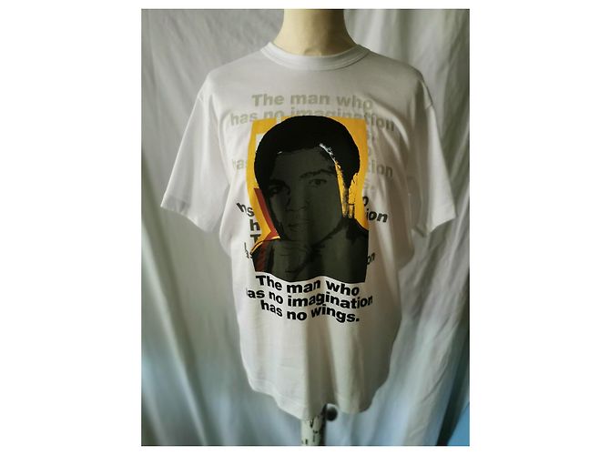 Comme Des Garcons Camiseta de algodón blanca con estampado de Muhammad Ali Negro Blanco Dorado - vista 12