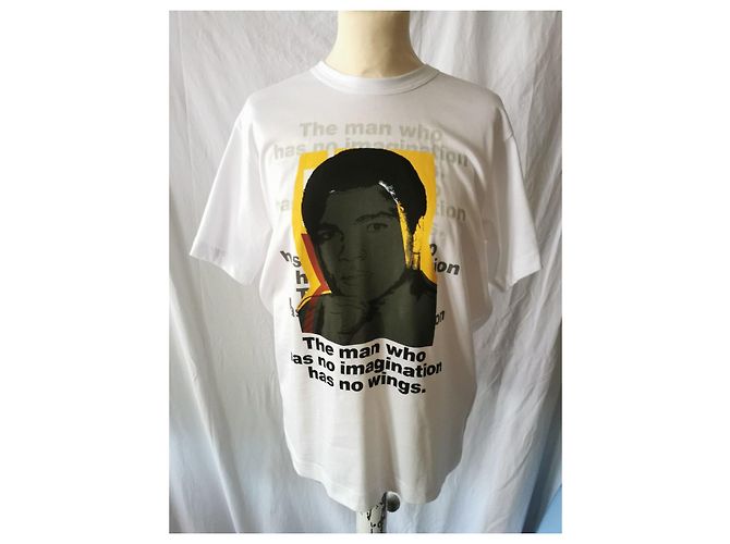 Comme Des Garcons Camiseta de algodón blanca con estampado de Muhammad Ali Negro Blanco Dorado - vista 2