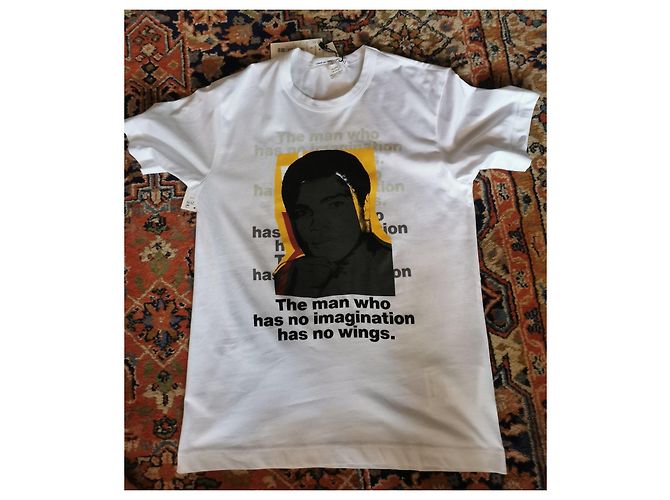 Comme Des Garcons Camiseta de algodón blanca con estampado de Muhammad Ali Negro Blanco Dorado - vista 8