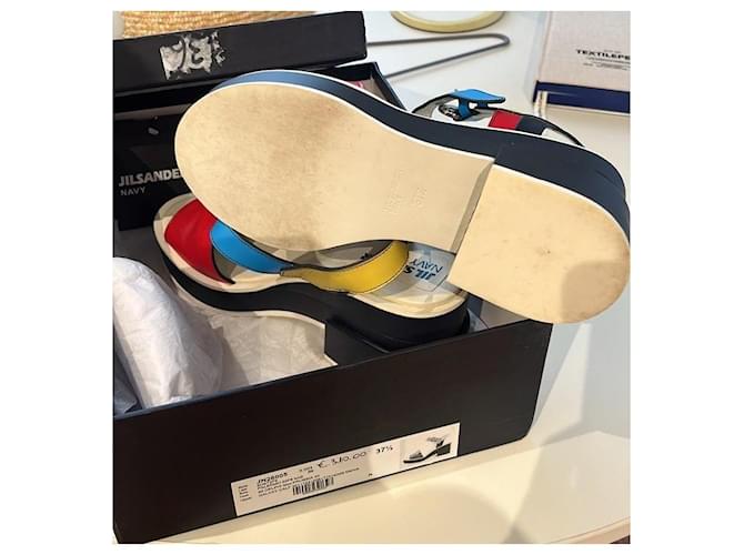 Sandali platform multicolore Jil Sander Navy Nero Bianco Rosso Blu Giallo - vista 2