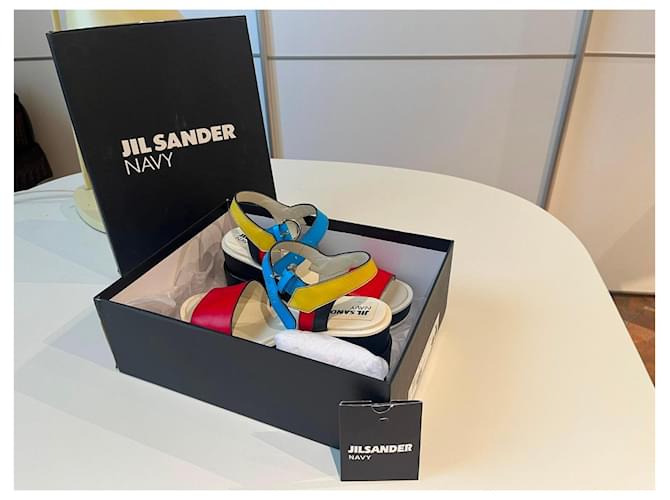Sandali platform multicolore Jil Sander Navy Nero Bianco Rosso Blu Giallo - vista 3