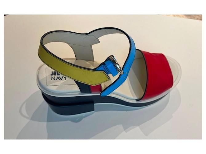 Sandali platform multicolore Jil Sander Navy Nero Bianco Rosso Blu Giallo - vista 4