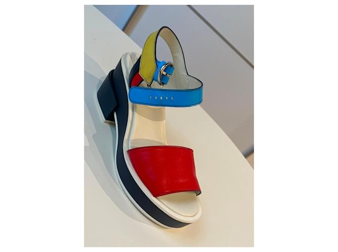 Sandali platform multicolore Jil Sander Navy Nero Bianco Rosso Blu Giallo - vista 5