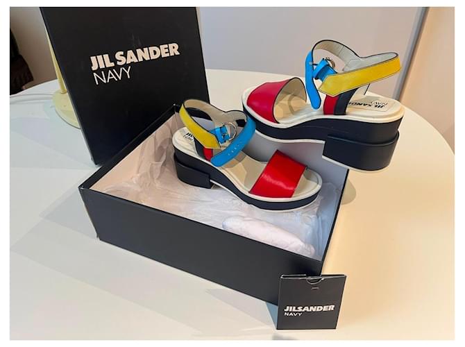 Sandali platform multicolore Jil Sander Navy Nero Bianco Rosso Blu Giallo - vista 6