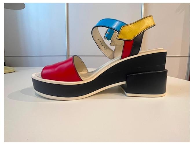 Sandali platform multicolore Jil Sander Navy Nero Bianco Rosso Blu Giallo - vista 8