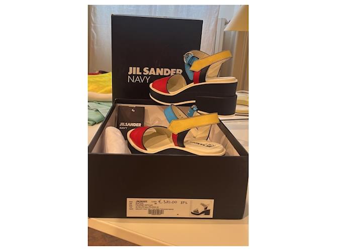 Sandali platform multicolore Jil Sander Navy Nero Bianco Rosso Blu Giallo - vista 9