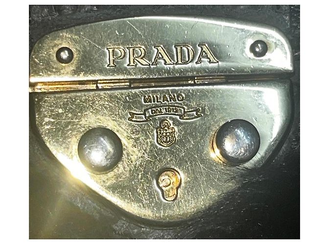 Jacquard Prada Borsa a tracolla in pelliccia nera e pelle di struzzo Nero - vista 4