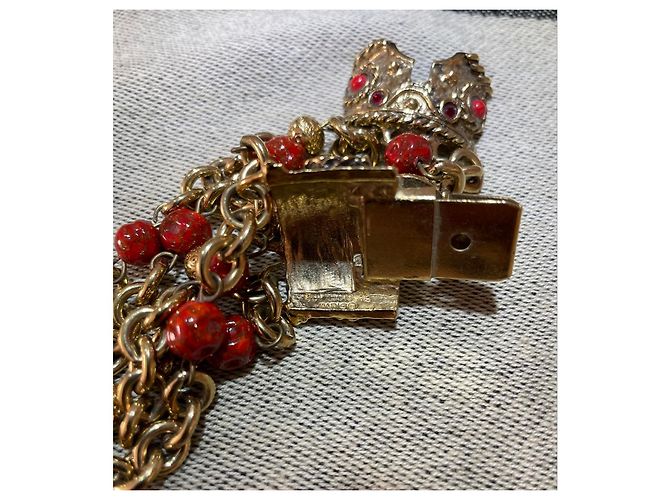 Bracciale Guy Laroche Stile Bizantino Dorato con Cabochon Rossi Rosso D'oro - vista 15