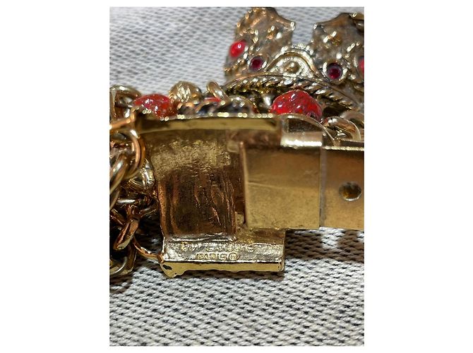 Bracciale Guy Laroche Stile Bizantino Dorato con Cabochon Rossi Rosso D'oro - vista 16
