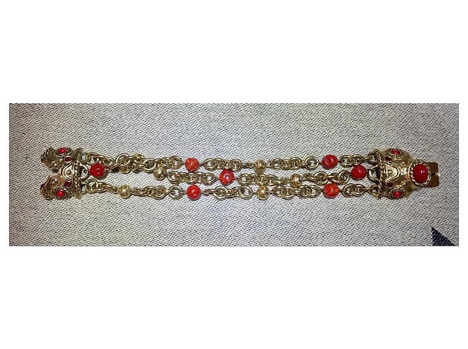 Bracciale Guy Laroche Stile Bizantino Dorato con Cabochon Rossi Rosso D'oro - vista 2