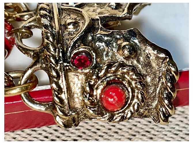 Bracciale Guy Laroche Stile Bizantino Dorato con Cabochon Rossi Rosso D'oro - vista 5