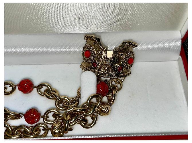 Bracciale Guy Laroche Stile Bizantino Dorato con Cabochon Rossi Rosso D'oro - vista 8