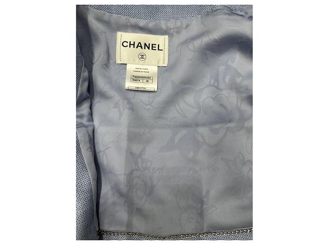 Timeless Chanel Blaues Kleid mit Cape – Spring 2013 Kollektion – Sz. 36 Gebraucht - Ansicht 7