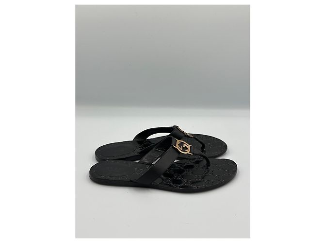 Gucci Guccissima Leder-Sandalen Schwarz mit Interlocking G - Ansicht 5