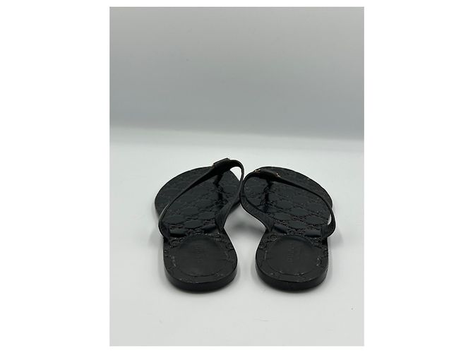 Gucci Guccissima Leder-Sandalen Schwarz mit Interlocking G - Ansicht 6