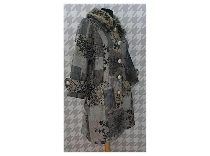 Marc Jacobs Abrigo Patchwork con Cuello de Piel Sintética Castaño Negro Multicolor Gris - vista 3