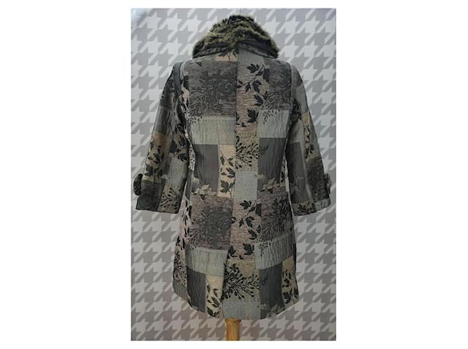 Marc Jacobs Abrigo Patchwork con Cuello de Piel Sintética Castaño Negro Multicolor Gris - vista 4