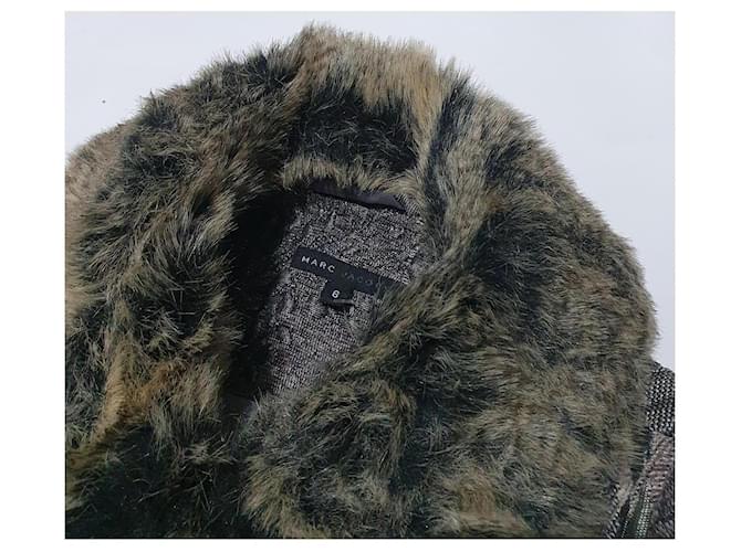 Marc Jacobs Abrigo Patchwork con Cuello de Piel Sintética Castaño Negro Multicolor Gris - vista 5