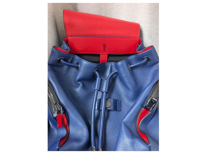 Zaino Explorafunk in pelle e gomma blu/rosso Christian Louboutin Nero - vista 11