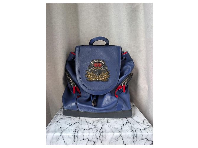 Zaino Explorafunk in pelle e gomma blu/rosso Christian Louboutin Nero - vista 2