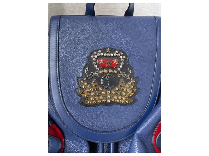 Zaino Explorafunk in pelle e gomma blu/rosso Christian Louboutin Nero - vista 3