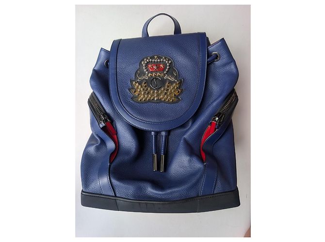 Zaino Explorafunk in pelle e gomma blu/rosso Christian Louboutin Nero - vista 4