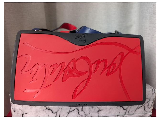 Zaino Explorafunk in pelle e gomma blu/rosso Christian Louboutin Nero - vista 9