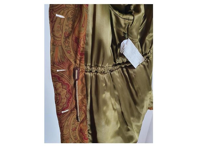 Etro Parka acolchada estampado paisley y capucha de pelo Castaño Roja Verde - vista 11