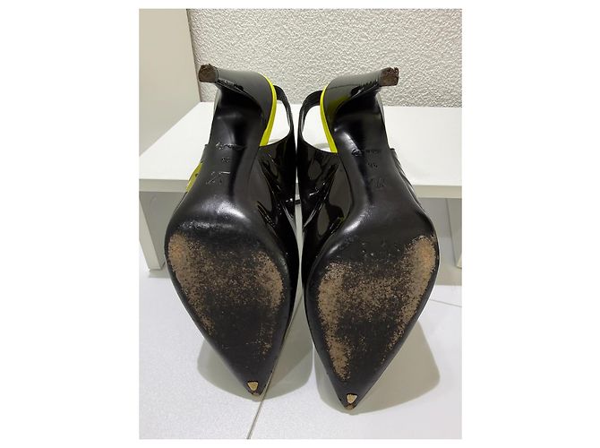 Décolleté slingback Louis Vuitton Stephen Sprouse Graphics Graffiti in vernice nero 38 Giallo - vista 10