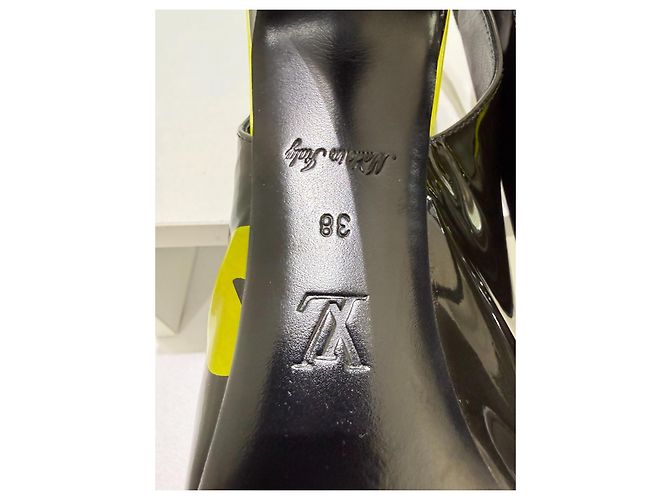 Décolleté slingback Louis Vuitton Stephen Sprouse Graphics Graffiti in vernice nero 38 Giallo - vista 11