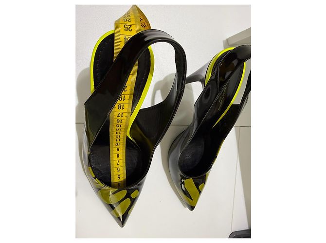 Décolleté slingback Louis Vuitton Stephen Sprouse Graphics Graffiti in vernice nero 38 Giallo - vista 12