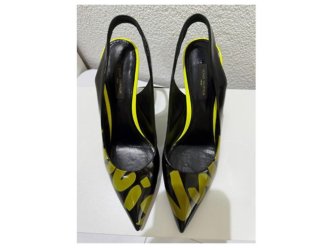 Décolleté slingback Louis Vuitton Stephen Sprouse Graphics Graffiti in vernice nero 38 Giallo - vista 4