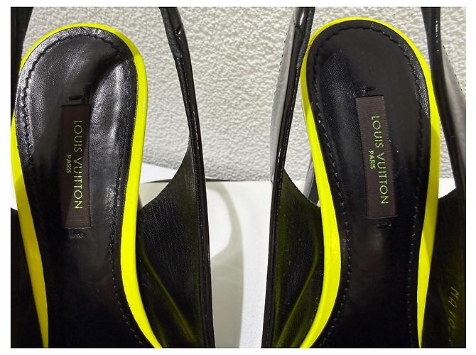 Décolleté slingback Louis Vuitton Stephen Sprouse Graphics Graffiti in vernice nero 38 Giallo - vista 5