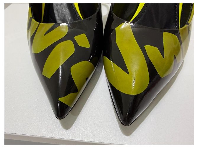 Décolleté slingback Louis Vuitton Stephen Sprouse Graphics Graffiti in vernice nero 38 Giallo - vista 6