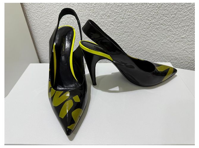 Décolleté slingback Louis Vuitton Stephen Sprouse Graphics Graffiti in vernice nero 38 Giallo - vista 7