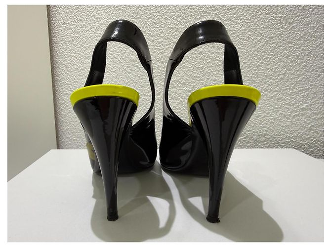 Décolleté slingback Louis Vuitton Stephen Sprouse Graphics Graffiti in vernice nero 38 Giallo - vista 8