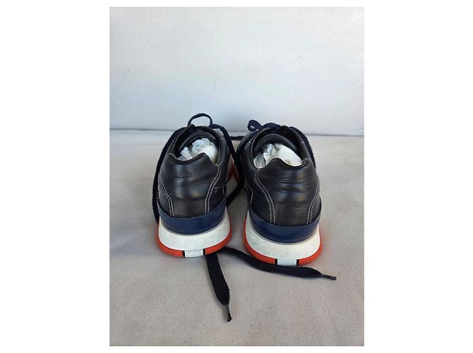 Hermès Trail Sneakers in pelle di vitello blu navy Arancione - vista 5