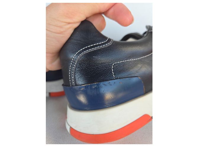 Hermès Trail Sneakers in pelle di vitello blu navy Arancione - vista 8
