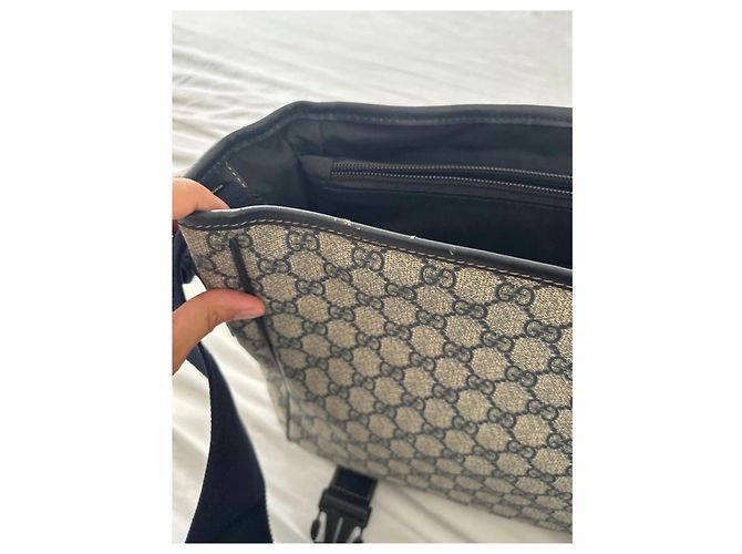 Gucci Borsa a Tracolla Monogramma GG Beige Blu scuro - vista 9