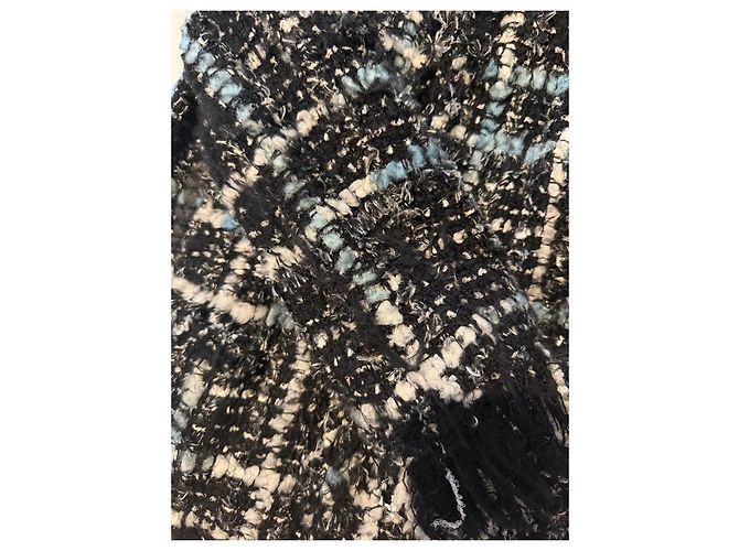 Jaqueta de tweed Chanel preto e branco Azul - vista 3
