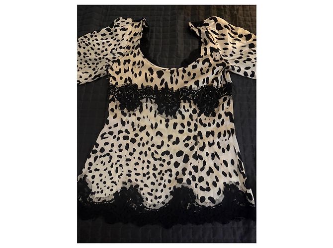 Dolce & Gabbana Top de seda estampado leopardo y encaje Negro Estampado de leopardo - vista 2