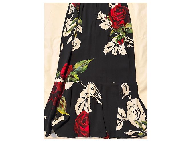 Vestido midi de seda Dolce & Gabbana estampado floral Negro Blanco Roja - vista 5
