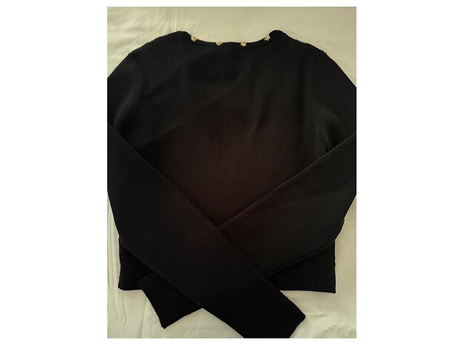 Medusa Versace Rippstrick-Cardigan mit Reißverschluss Schwarz - Ansicht 2